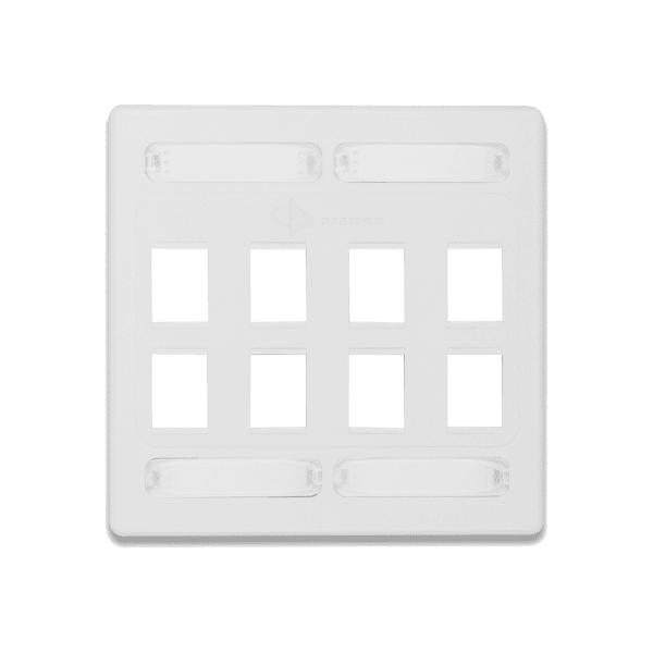 Placa de Pared Doble Modular 10G MAX de 8 Salidas, Color Blanco