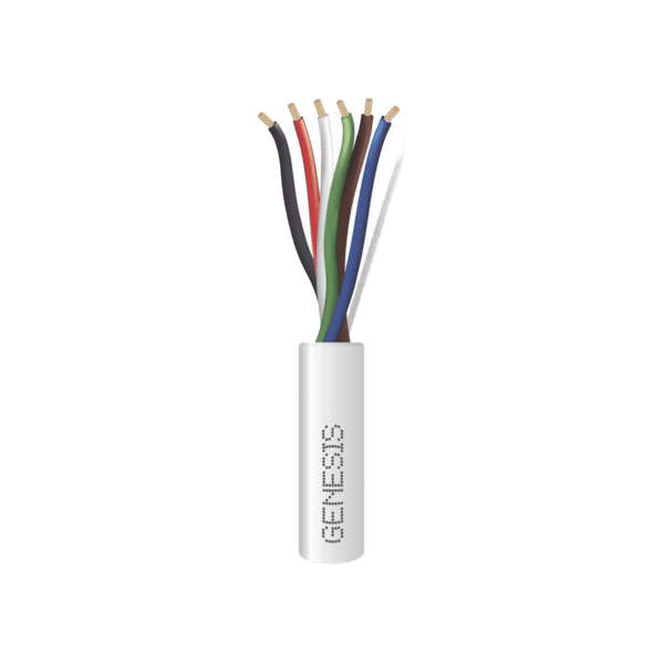 Bobina de 305 Metros / Cable de Cobre / 6 x 18 AWG  / Para Interior / Color Blanco / Para Aplicaciones de Alarmas de Intrusión/Control de Acceso/ Automatización / Interfonos y Tv Porteros