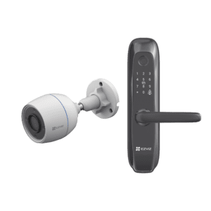 Kit de Cerradura Inteligente con Cámara IP Wi-Fi modelo CS-H3C / Apertura Remota desde la App / Códigos Temporales Para Visitantes / Lectura de Huella / Lectura de Tag / Contraseña /  Botón para Timbrar / Alarma Anti-intrusion