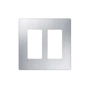 Placa de pared 2 espacios, diseño tipo metálico, para atenuador (dimmer), apagador ó control remoto inalámbrico LUTRON.