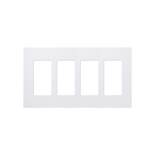 Placa de pared 4 espacios, color blanco, para atenuador (dimmer), switch ó control remoto PICO inalámbrico