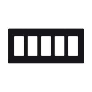 Placa de pared 5 espacios, para atenuador (dimmer), switch ó control remoto PICO inalámbrico