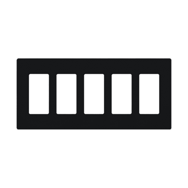 Placa de pared 5 espacios, para atenuador (dimmer), switch ó control remoto PICO inalámbrico