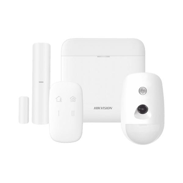 (AX PRO) KIT de Alarma AX PRO / Incluye: 1 Hub con bateria de respaldo / 1 Sensor PIR con Cámara / 1 Contacto Magnético / 1 Control Remoto / WiFi / Compatible con Hik-Connect P2P
