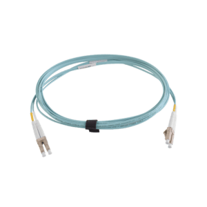 Jumper de Fibra Óptica Multimodo 50/125 XGLO OM3, LC-LC Duplex, OFNR, Color Aqua, 5 Metros