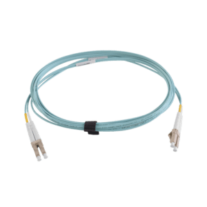 Jumper de Fibra Óptica Multimodo 50/125 XGLO OM4, LC-LC Duplex, OFNR, Color Aqua, 1 Metro