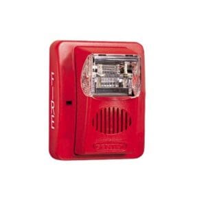 Sirena Estrobo, 12/24 Vcd, Multi Candela, Montaje En Pared, Color Rojo, Serie HE (0500-06020)