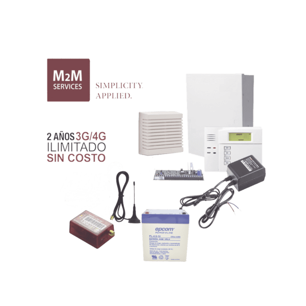 (2 Años 4G ILIMITADO INCLUIDO) Kit VISTA48LA,Teclado 6150, Comunicador MN01LTEM, Bateria, Transformador y Sirena de 15 Watts