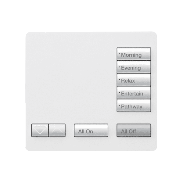 Teclado seetouch, sobre mesa 5 botones,  Botonera Retroiluminada / programe escenas diferentes en cada botón.