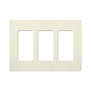 Placa de pared 3 espacios, color blanco, para atenuador (dimmer), switch ó control remoto PICO inalámbrico.