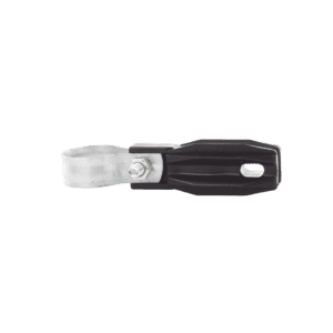 Aislador de paso o esquina con abrazadera incluida de 33-38mm para uso en tubería de malla ciclónica.
