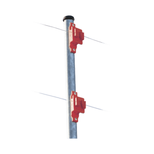 Aislador de Paso color Rojo reforzado para cercos eléctricos, resistente al clima extremoso