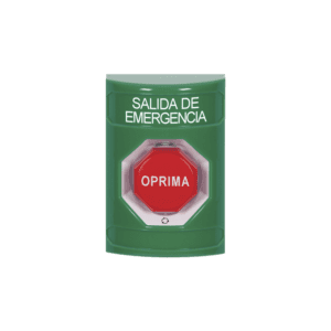 Botón de Salida de Emergencia , Texto en Español,  Acción Mantenida, Girar para Restablecer, LED de iluminación