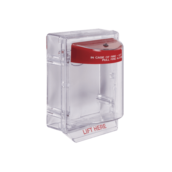Cubierta Protectora Serie Stopper II® De Policarbonato, Con Bocina, Espaciador Transparente, Montaje en Superficie, Etiqueta en Inglés