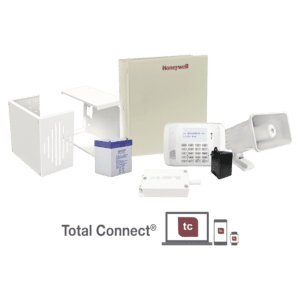 Kit con panel de alarma para 48 zonas con teclado alfanumérico y receptor inalámbrico interconstruido, Batería, Transformador y Sirena