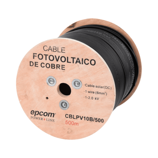 Carrete de 500 Metros / Cable Fotovoltaico Negro / 6mm² (10AWG) / Material COBRE /  2000 Vcc