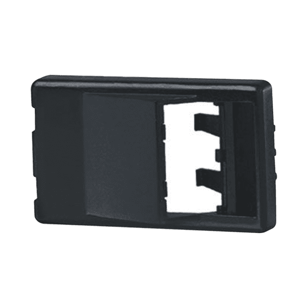Placa de Mobiliario Modular Estándar, Salidas Para 2 Puertos Mini-Com Angulados, Color Negro