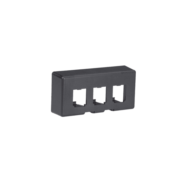 Placa de Mobiliario Modular Estándar, Salidas Para 3 Puertos Mini-Com, Color Negro