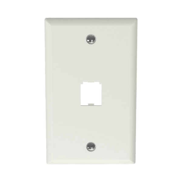 Placa de Pared Vertical Clásica, Salida Para 1 Puerto Mini-Com, Color Blanco Mate