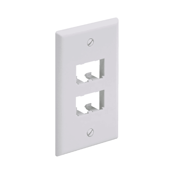 Placa de Pared Vertical Clásica, Salida Para 4 Puertos Mini-Com, Color Blanco Mate