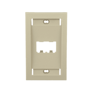 Placa de Pared Vertical Ejecutiva, Salida Para 2 Puertos Mini-Com, Con Espacios Para Etiquetas, Color Marfil