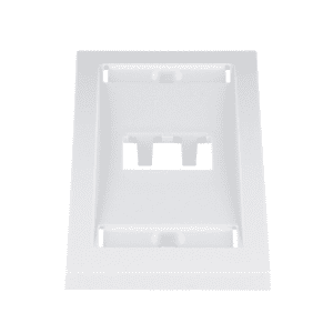 Placa de Pared Vertical Ejecutiva, Salida Para 2 Puertos Mini-Com, Con Espacios Para Etiquetas, Color Blanco