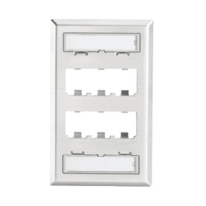 Placa de Pared Vertical, de Acero Inoxidable, Salida Para 6 Puertos Mini-Com, Con Espacios Para Etiquetas