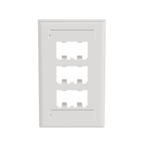 Placa de Pared Vertical Clásica, Salida Para 6 Puertos Mini-Com, Con Espacios Para Etiquetas, Color Blanco