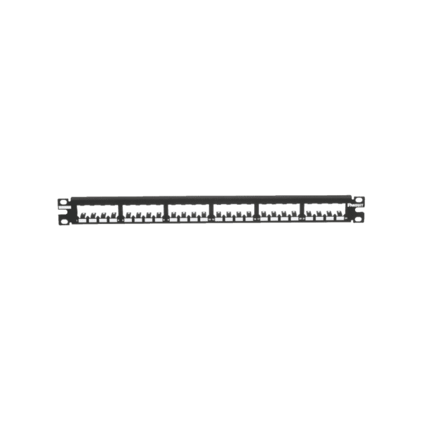 Panel de Parcheo Modular Mini-Com (Sin Conectores), Plano, Totalmente Blindado, de 24 puertos, 1UR