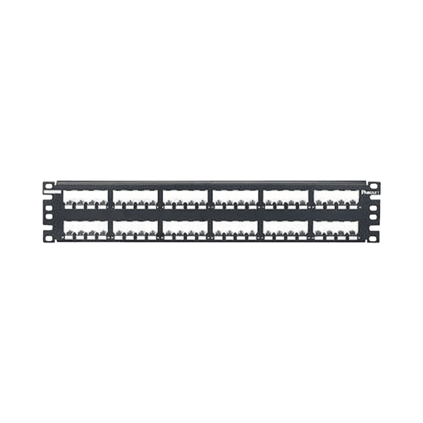 Panel de Parcheo Modular Mini-Com (Sin Conectores), Plano, Totalmente Blindado, de 48 puertos, 2UR