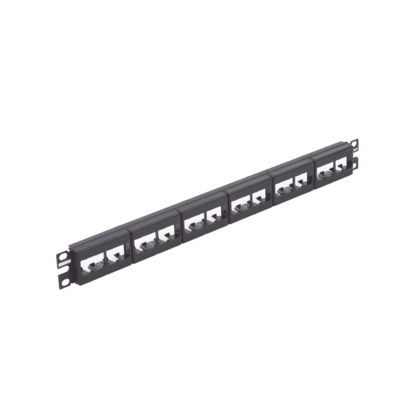 Panel de Parcheo Modular Mini-Com (Sin Conectores), Plano, Sin Blindaje, de 24 puertos, 1UR