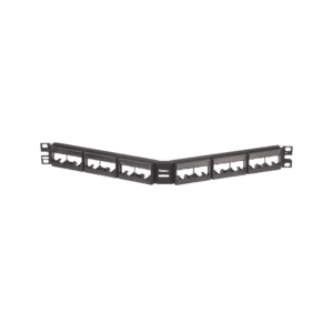 Panel de Parcheo Modular Mini-Com (Sin Conectores), Angulado, Sin Blindaje, Con Etiqueta y Cubierta, de 24 puertos, 1UR
