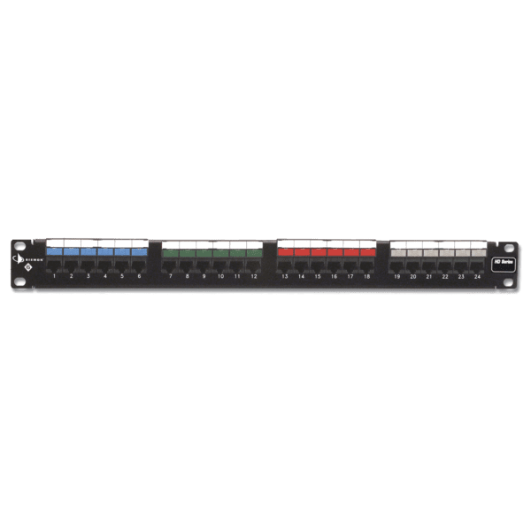 Patch Panel UTP HD6 de 24 puertos, Precargado con Jacks Categoría 6, Plano, 1UR