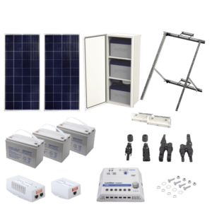 Kit Solar de 35 W con PoE 802.3af y PoE Pasivo 24 Vcc para una Cámara IP y un Radio Ubiquiti airMAX o Cambium ePMP.
