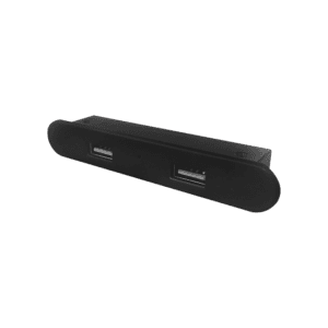 Mini empotrable rectangular color negro, con 2 puertos USB con cable