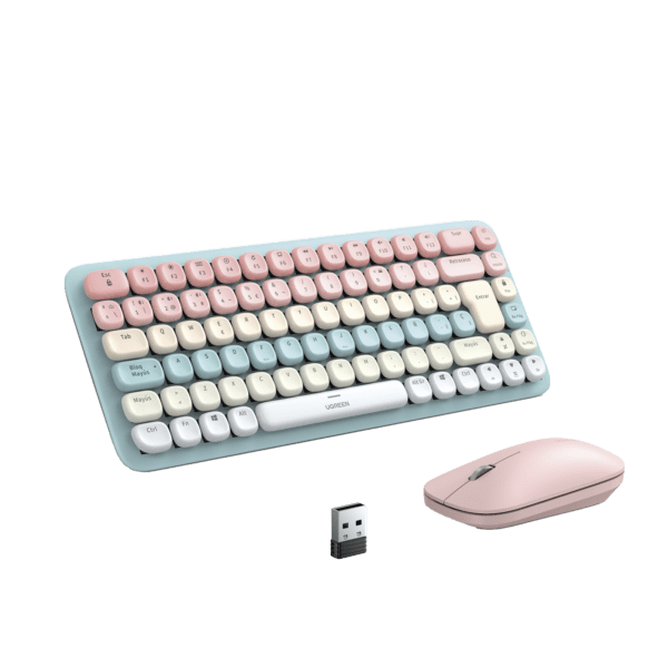 PAQUETE DE TECLADO Y MOUSE INALÁMBRICO UGREEN ROSA