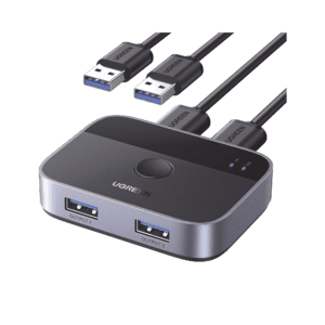 Conmutador USB para Compartir 2 Puertos USB 3.0 a 2 PC ́s | Cambio Mediante Botón | Incluye Dos Cables USB de 1.5 m | ABS | Permite que 2 Usuarios Compartan 2 Dispositivos Periféricos USB 3.0, como una impresora, un escáner, etc.