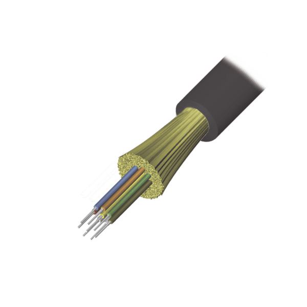 Cable de Fibra Óptica de 6 hilos, Interior/Exterior, Tight Buffer, No Conductiva (Dieléctrica), LS0H, Multimodo OM4 50/125 optimizada, 1 Metro