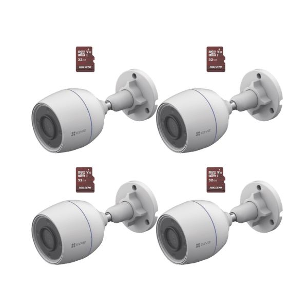 Kit de Camaras WiFi, Incluye 4 Piezas CS-H3C y 4 Piezas HS-TF-E1/32G  / Detección de Movimiento