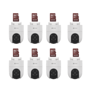 Kit de Camaras WiFi, Incluye 8 Piezas CS-H8C y 8 Piezas HS-TF-E1/32G / Audio de Dos Vías / Detección de Movimiento /  Luz Blanca / Sirena  /  Uso en Exterior con Protección