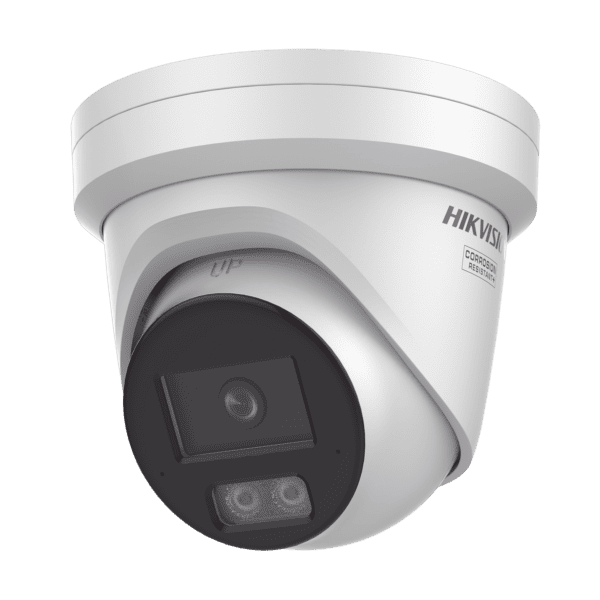 Turret IP 8 Megapixel (4K) / Lente 2.8 mm / Dual Light (40 mts IR + 40 mts Luz Blanca) / DARKFIGHTER S / Exterior IP67 / Microfono Integrado / WDR 130 dB / 4 Analíticos: AcuSense, Deteccion Facial, Conteo de Personas por Cruce y Zona