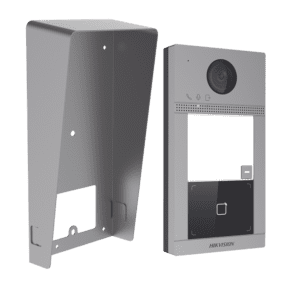 Kit Videoportero + Carcasa protectora IP 2 Megapixel / Llamada y Apertura Remota desde App Hik-Connect / PoE / Exterior IP65 + Antivandalico IK08 / 1 Departamento / Apertura con Tarjeta / Soporta 2 Puertas y hasta 6 Monitores