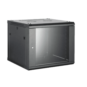 Gabinete para Montaje en Pared/ Piso, con Puerta de Cristal Templado, Cuerpo Fijo, con 9 Unidades de Rack, de 19in, Fabricado en Acero
