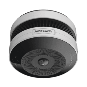 (HikFire) Mini Fisheye IP 4 Megapixel con Detector de Humo Puntual  / Autónomo / Entrada y Salida de Alarma / 15 mts IR / PoE / WDR 120 dB / Alarma de 85 dB / MicroSD 128GB / Compatible con Hik-Connect
