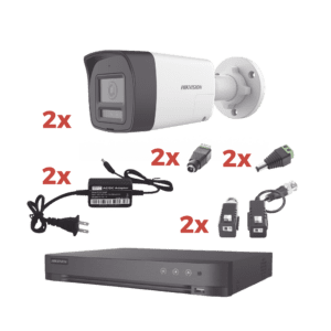 Kit Audio Bidireccional TurboHD 1080p / DVR 4 Canales / 2 Cámaras Bala (Exterior) con Bocina y Microfóno Integrado / 2 Fuentes de Poder / Accesorios