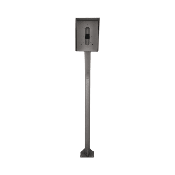Poste y Cubierta industrial para montaje de Porteros IP Fanvil y Grandstream, altura de 1.2 metros, pintura electrostática color gris.