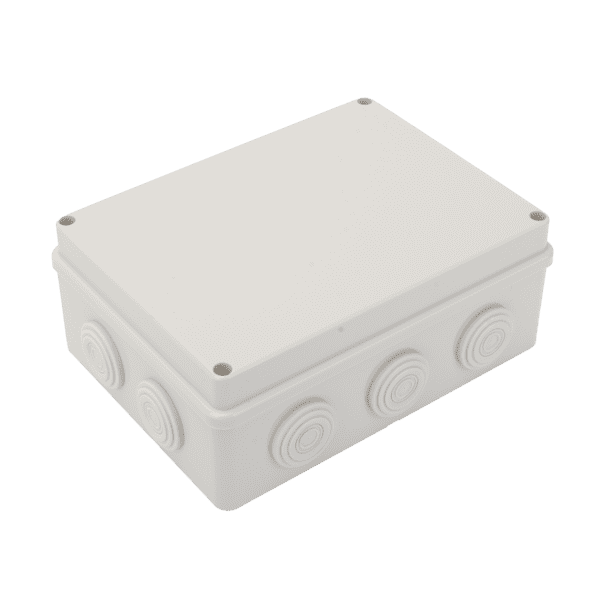 Caja Derivación-Conexión de Plástico (140 X 190 X 76 mm) con 10 Glándulas de Goma. Para Instalaciones Comerciales, Residenciales e Industriales. Incluye Tornillería para su Tapa. Funciona También como Registro.
