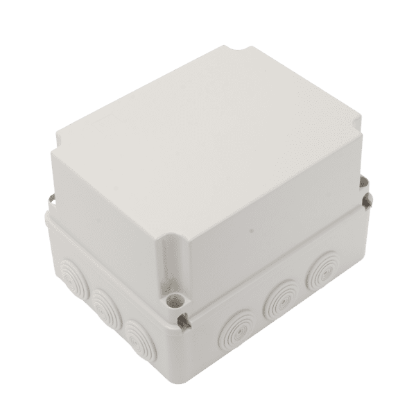 Caja Derivación-Conexión de Plástico (190 X 240 X 165 mm) con 12 Glándulas de Goma. Para Instalaciones Comerciales, Residenciales e Industriales. Incluye Tornillería para su Tapa. Funciona También como Registro.