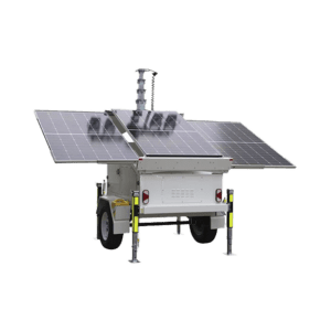 Traila con Mástil Retráctil de 7.5 m. para Videovigilancia o Iluminación, con Bases para Instalar Paneles Solares y Baterías (No incluidos)