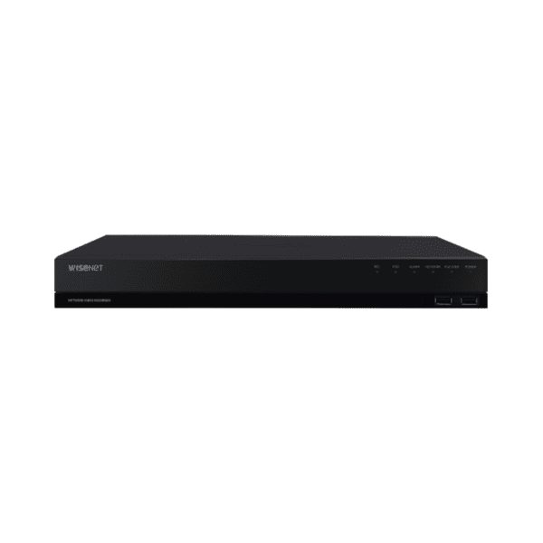 NVR de 12 Megapíxel con Wisenet Wave Embebido / Incluye 4 Licencias / 1TB Incluido / 8 canales / 8 puertos PoE+ / H.265 & WiseStream / E/S de alarma